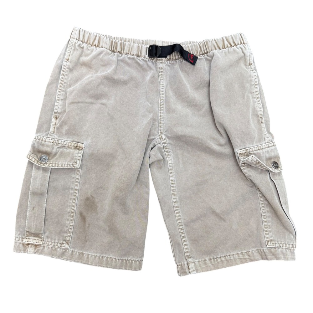 Gramicci Kids Climbing Cargo‎ Shorts Khaki Elastic Waist Belted Size XL 14-16